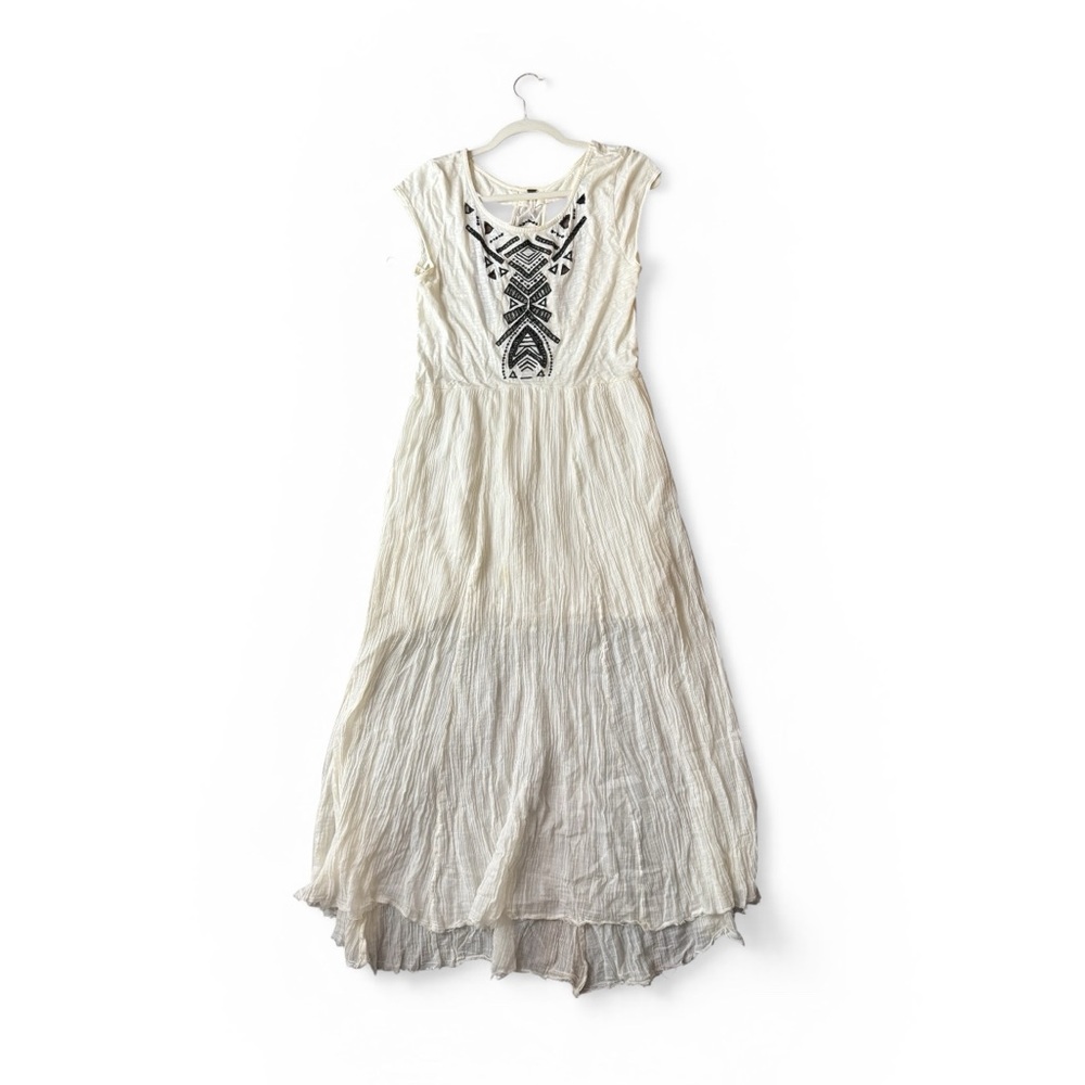 Free People Toosaloosa Meadow Midi Dress Ivory Cotton Gauze Embroidered Boho M - Picture 7 of 15